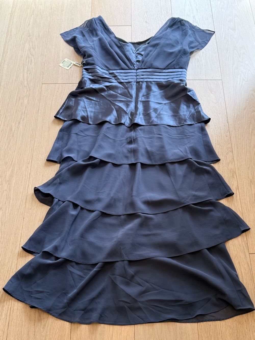 Tradition Tiered Dress NWT Size 14 Steel Grey Layered Ruffle Feminine Formal - Picture 3 of 7